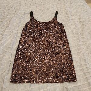 Brown sequin Theory mini shift dress size 4! Such a stunner!